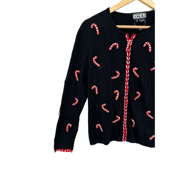 Berek VTG Christmas Sweater Womens Size M‎ Candy Canes Holiday Beaded Grannycore - Picture 10 of 11